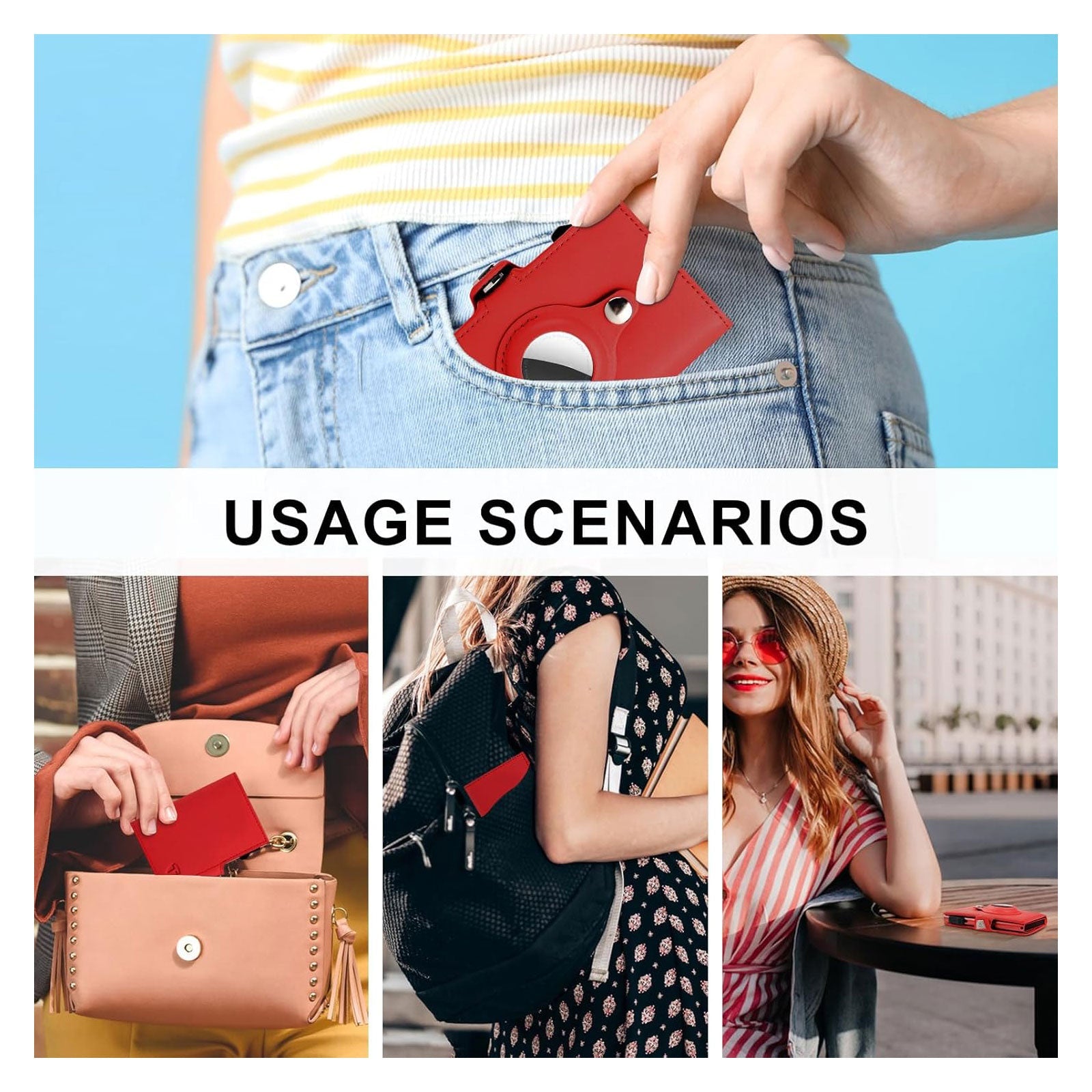 AirTag-Ready Mini Wallet with Mirror