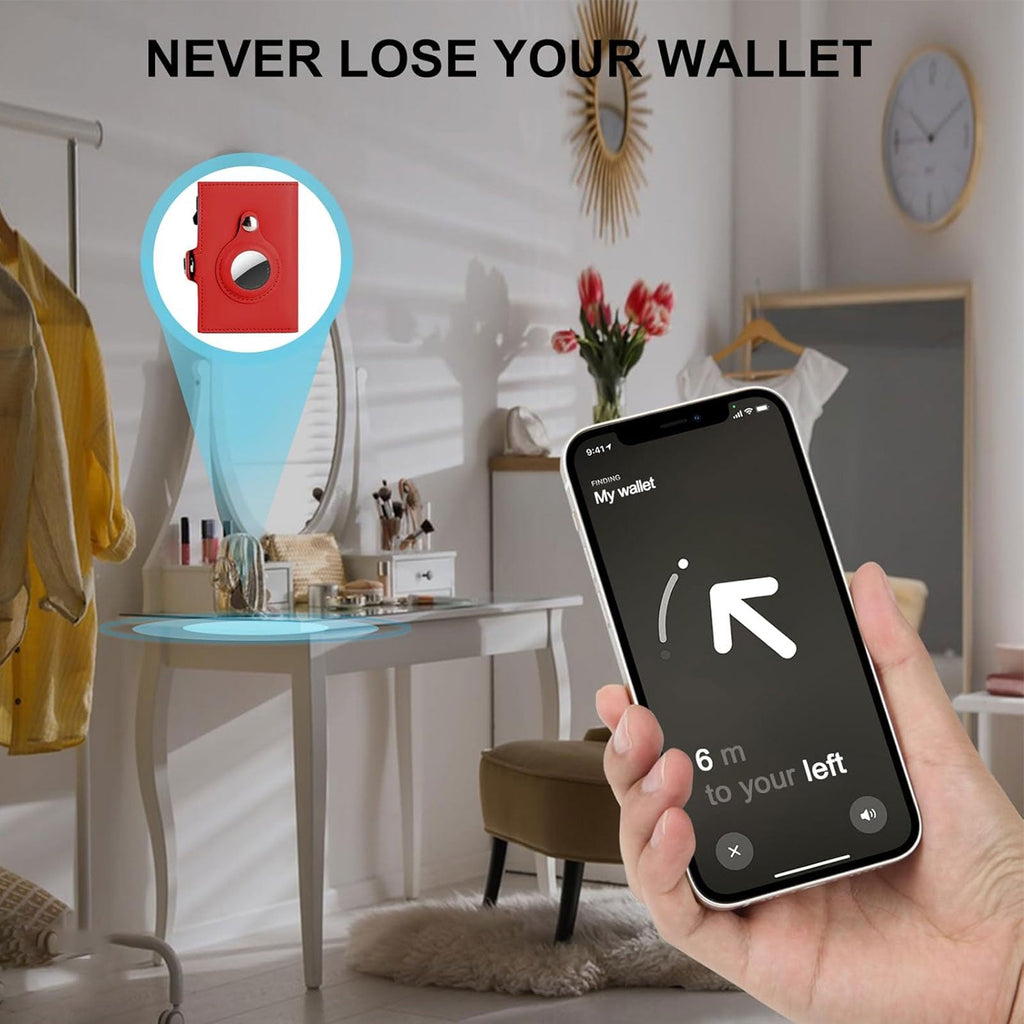 AirTag-Ready Mini Wallet with Mirror